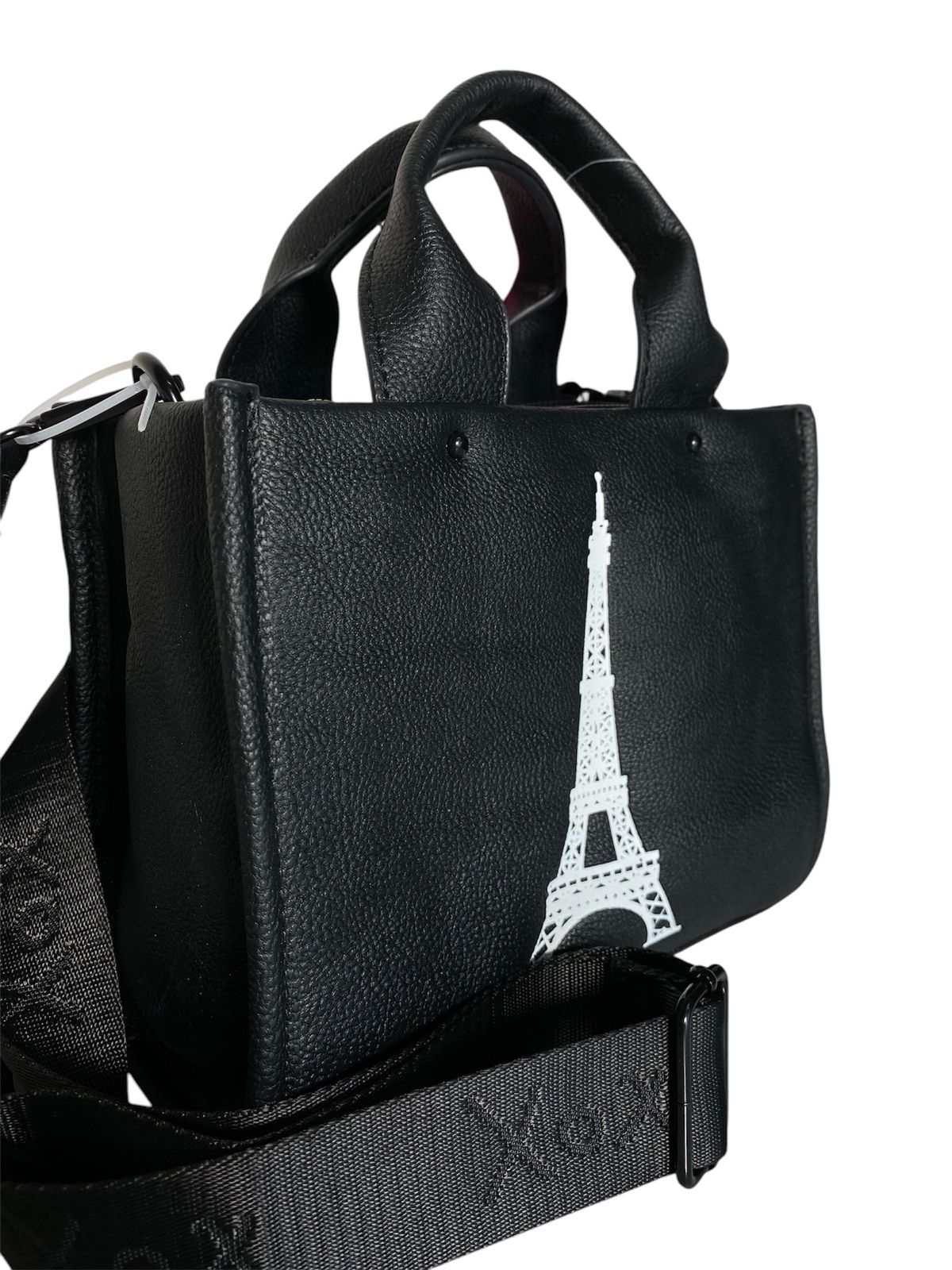 Bolso Negro con Estampado de la Torre Eiffel - Diseño Compacto y Moderno