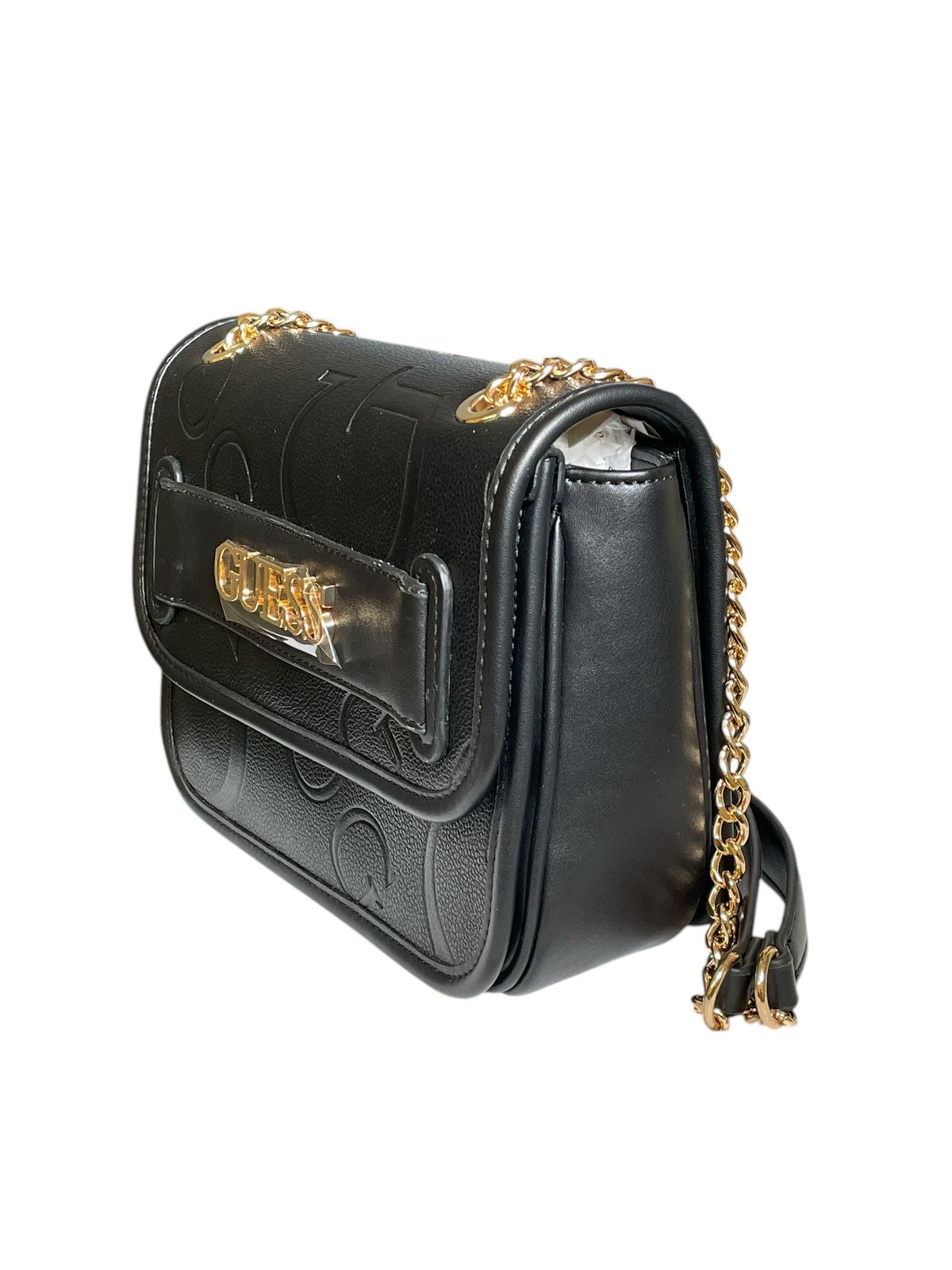 Bolsa Guess Negra con Cadena Dorada