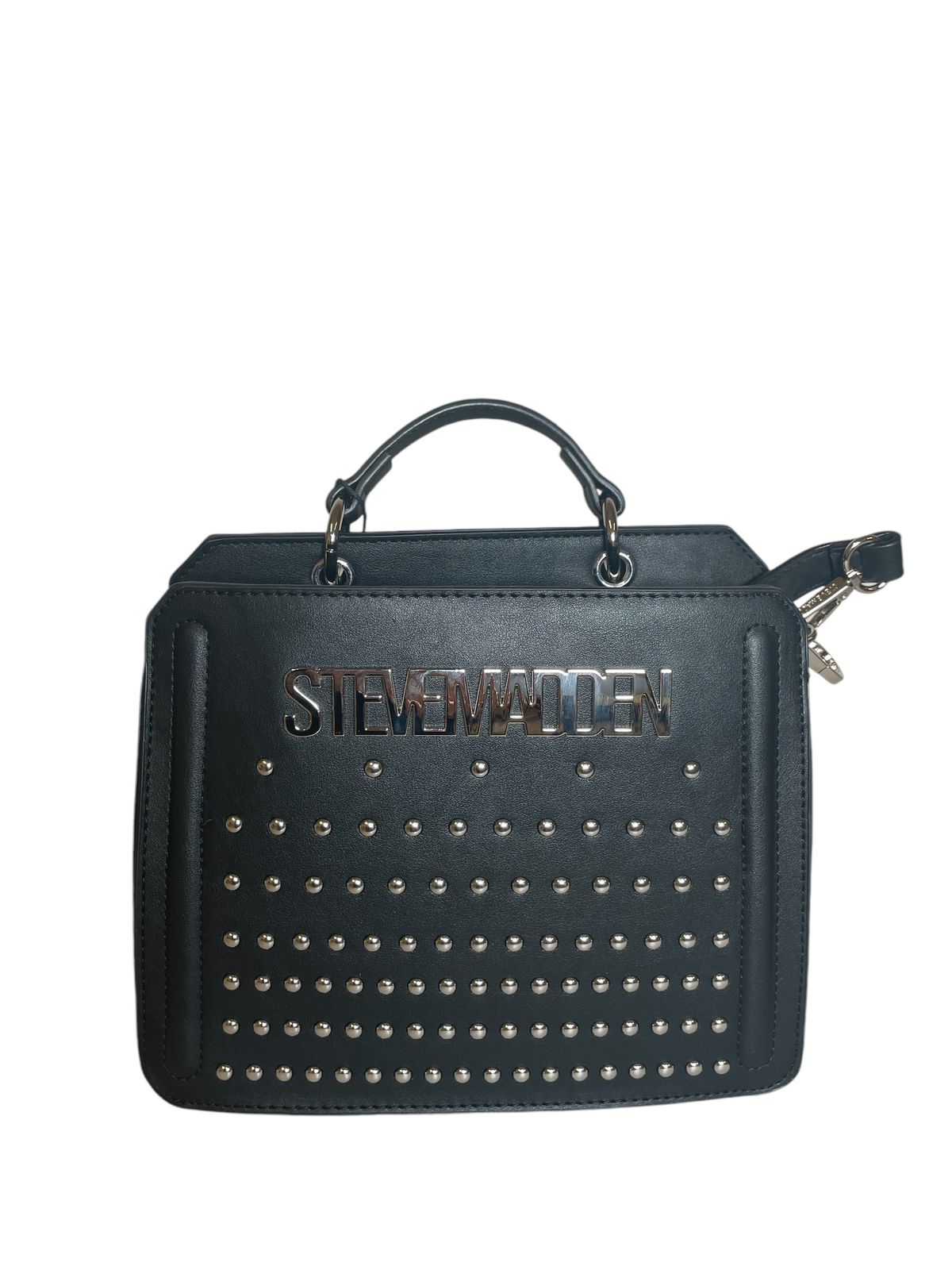 Bolsa Steve Madden negra con perlas plateadas